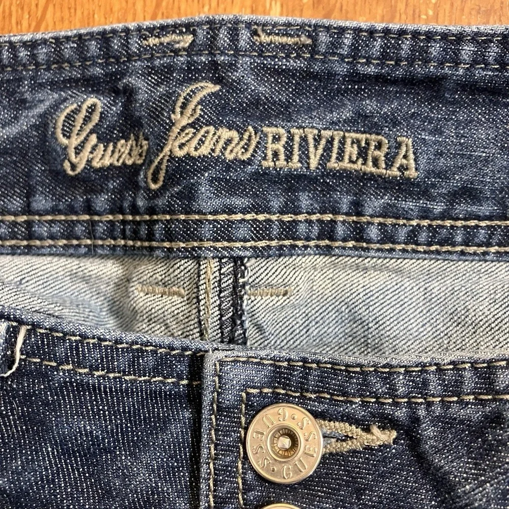 Vintage Guess Riviera‎ Flare Women's size 29 Dark Wash Blue Denim jeans Y2K